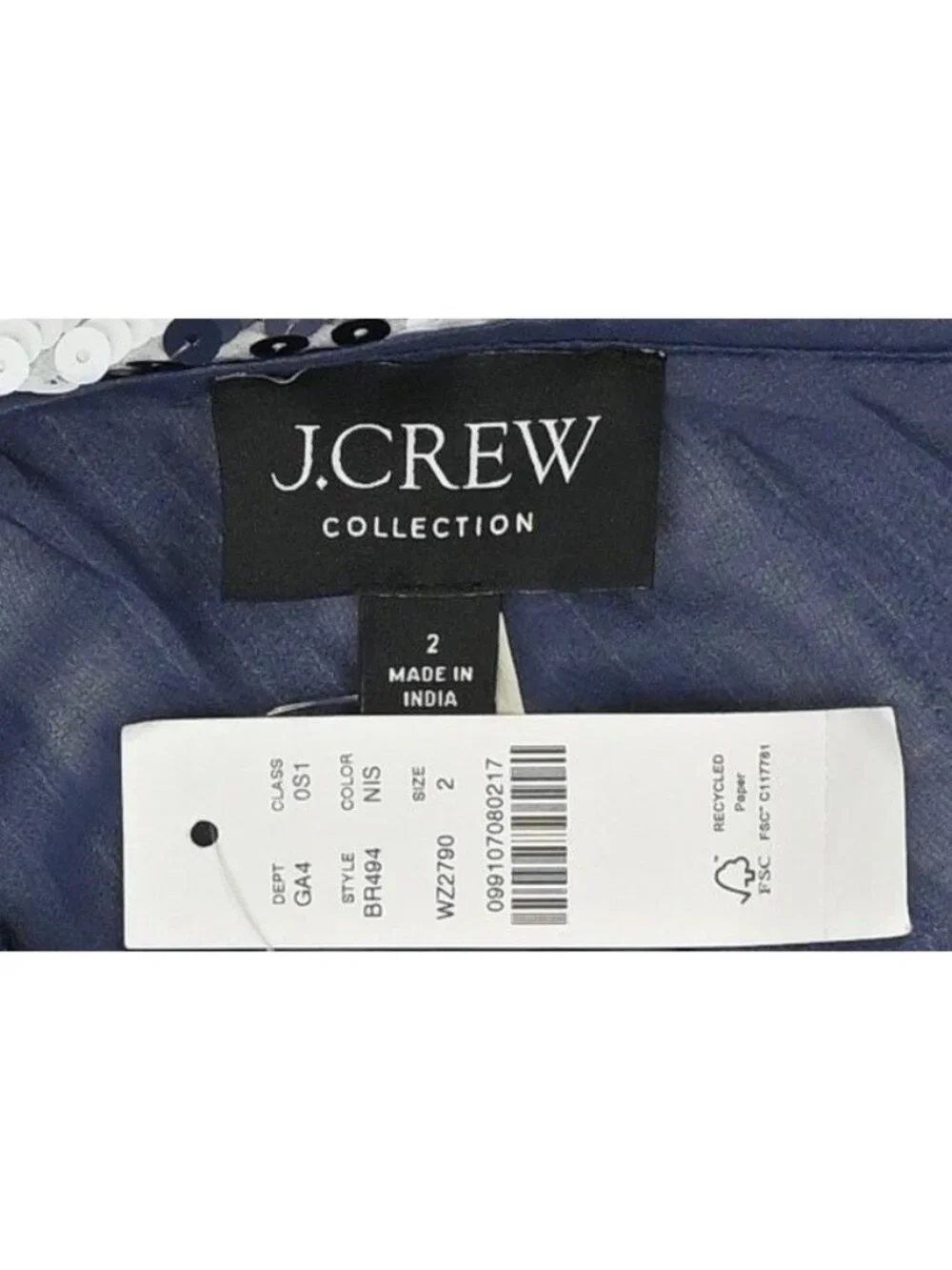 J.Crew Collection Gwyneth V-Neck Slip Dress BR494 in Sequin Stripe